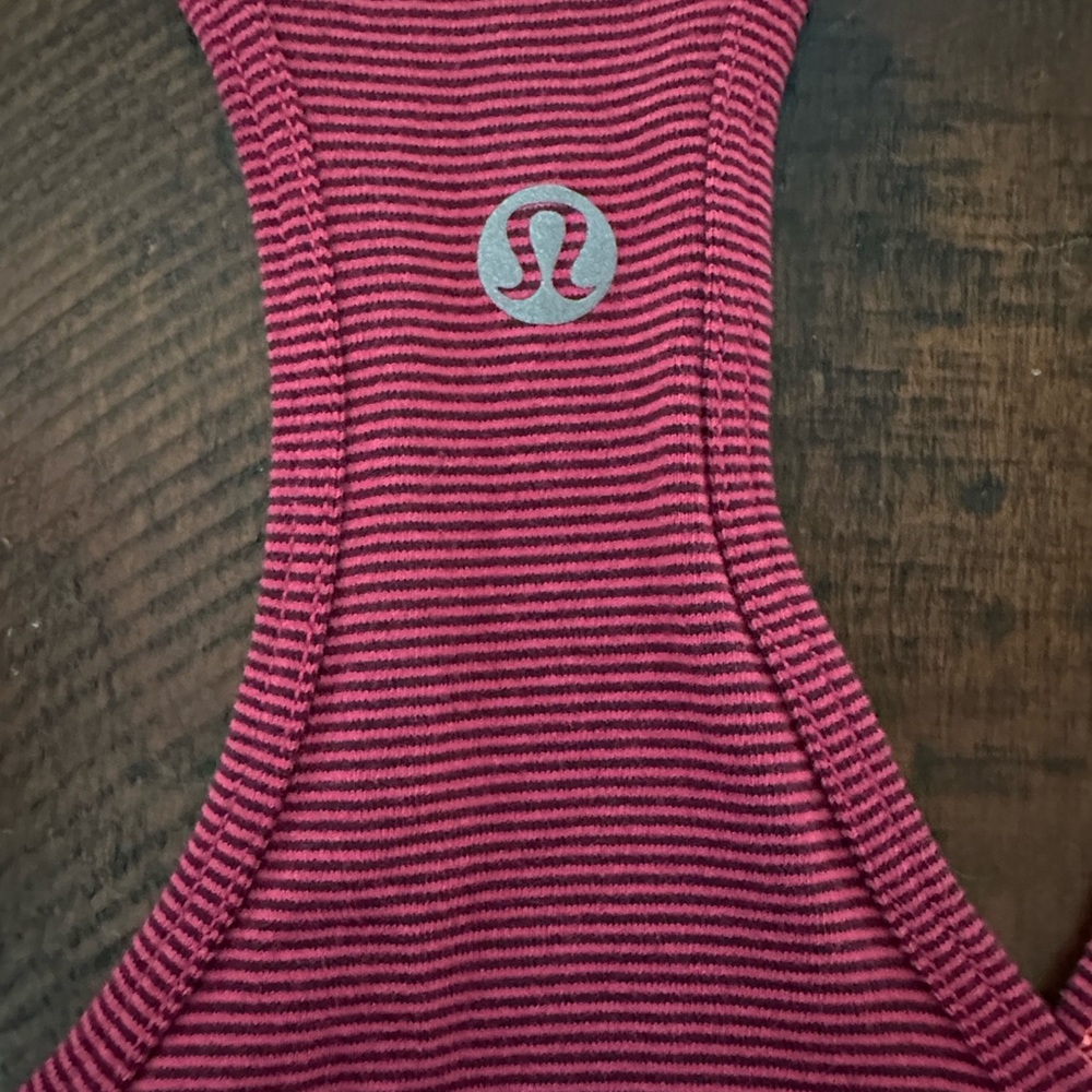 lululemon Raspberry striped Racerback Tank Top - Picture 2 of 4
